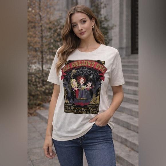 Disney Tops - Disney White and Red Short Sleeve Tee with Graphic Print Sanderson Sisters Large
